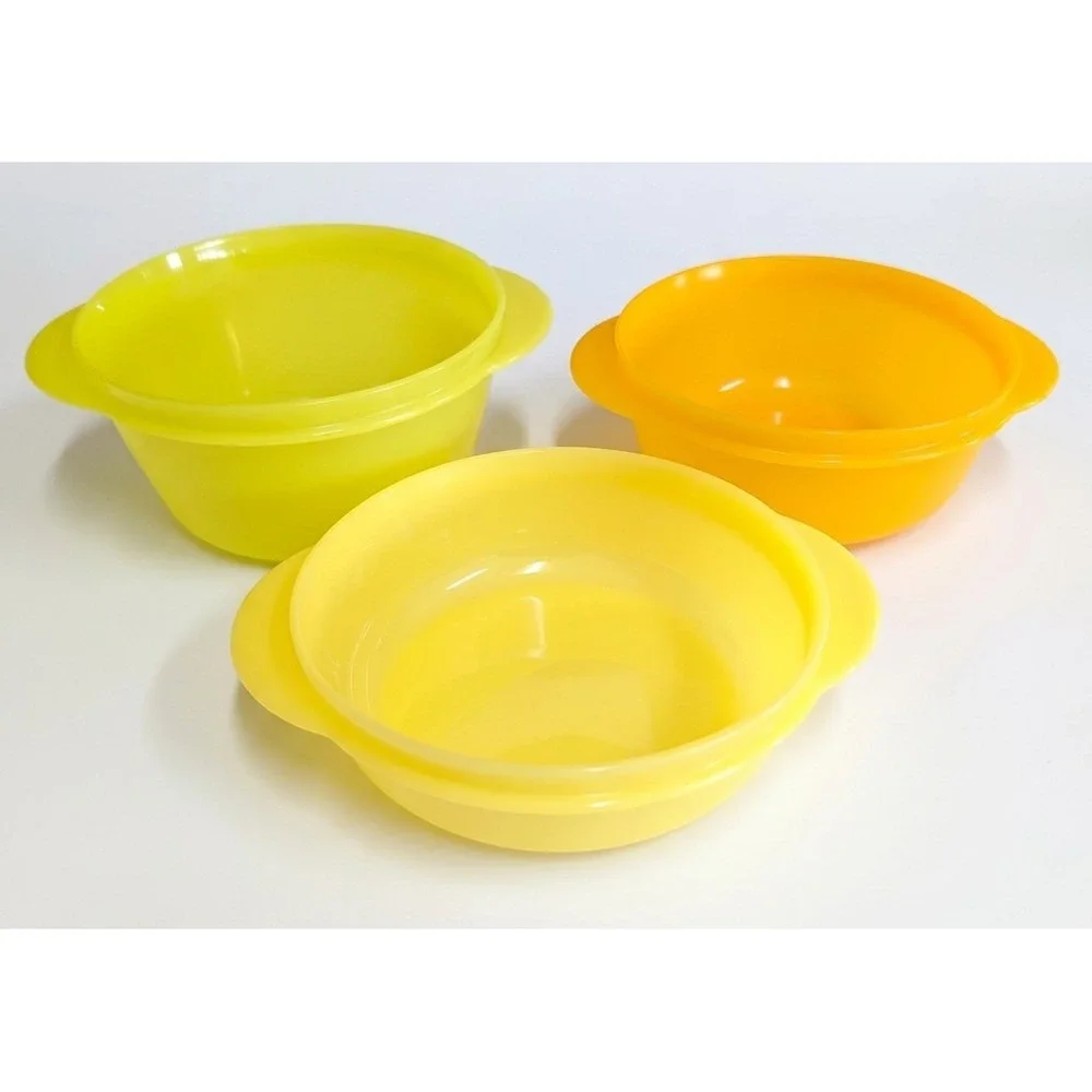 Tupperware CrystalWave Microwave Bowl Set, No Lids, 1.75 2.5 3.5 Cups, Citrus